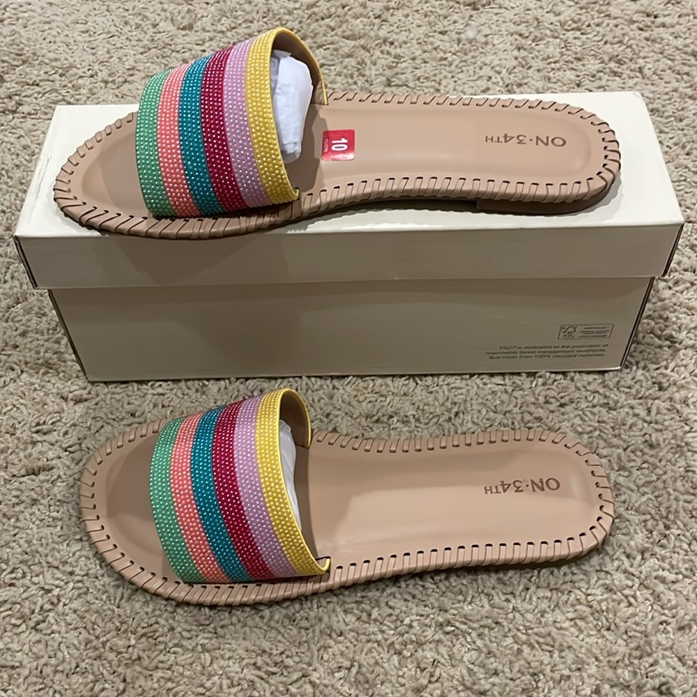 On 34th Women's Multicolor Slide Sandals New in the box size 10 - Picture 3 of 5